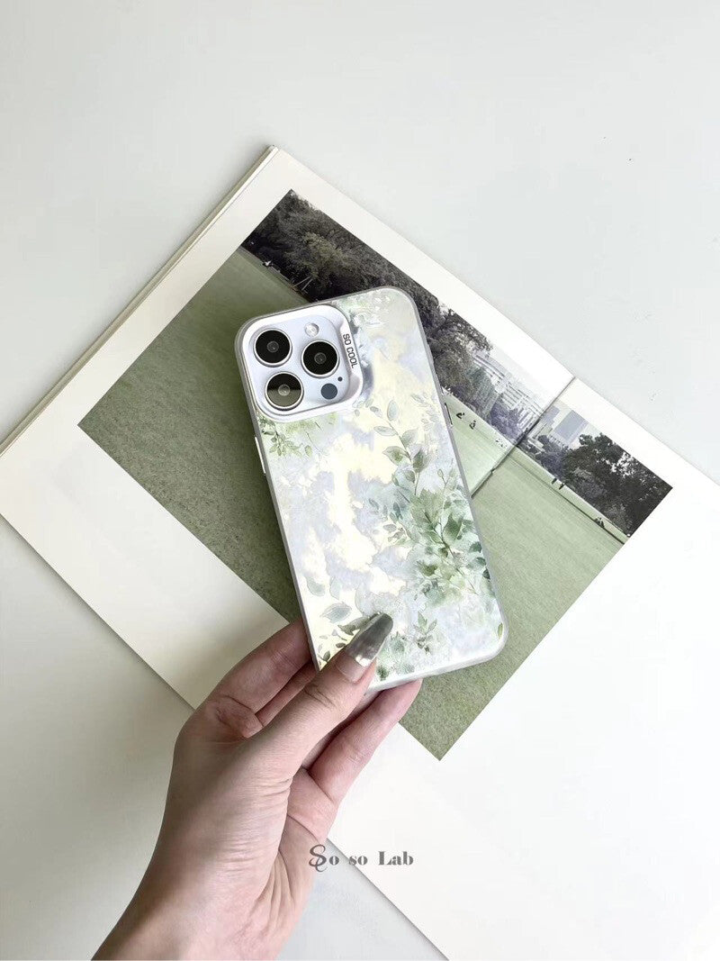 Artistic Metallic Luster Spring Foliage Phone Case Chinoiserie IMD-SSL