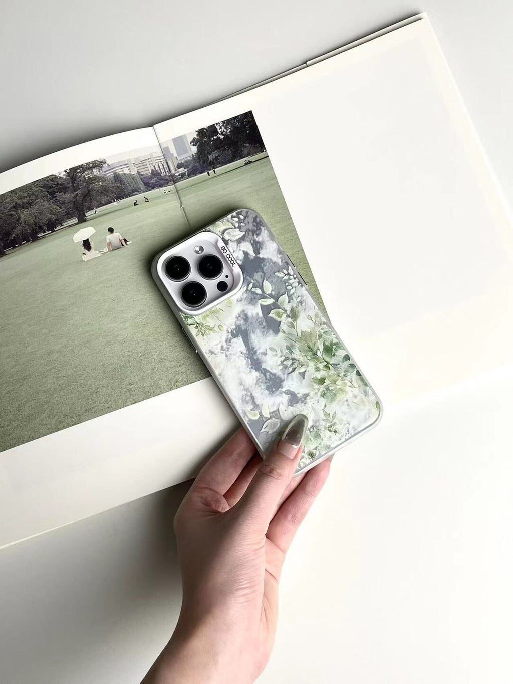 Artistic Metallic Luster Spring Foliage Phone Case Chinoiserie IMD-SSL