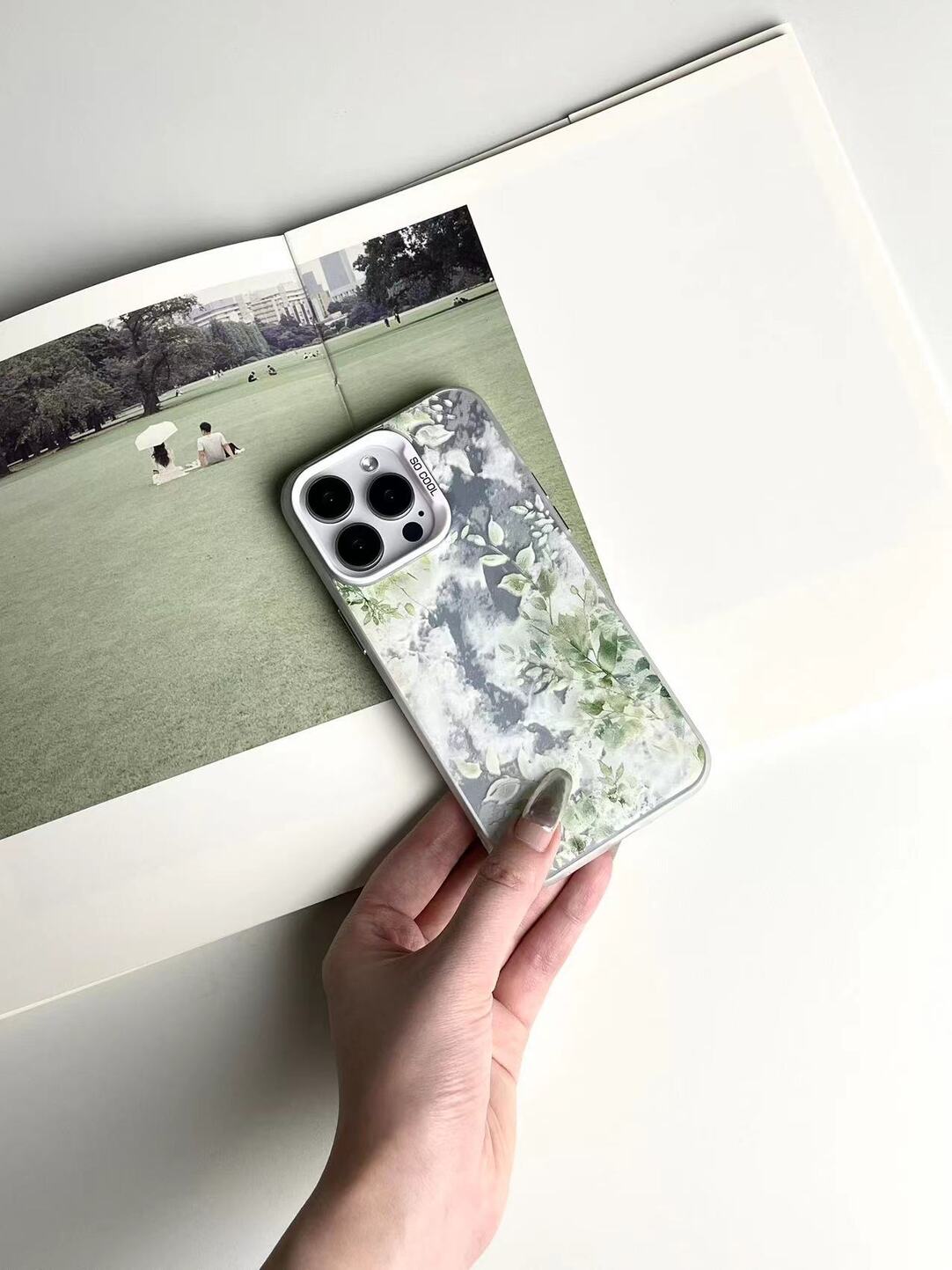 Artistic Metallic Luster Spring Foliage Phone Case Chinoiserie IMD-SSL
