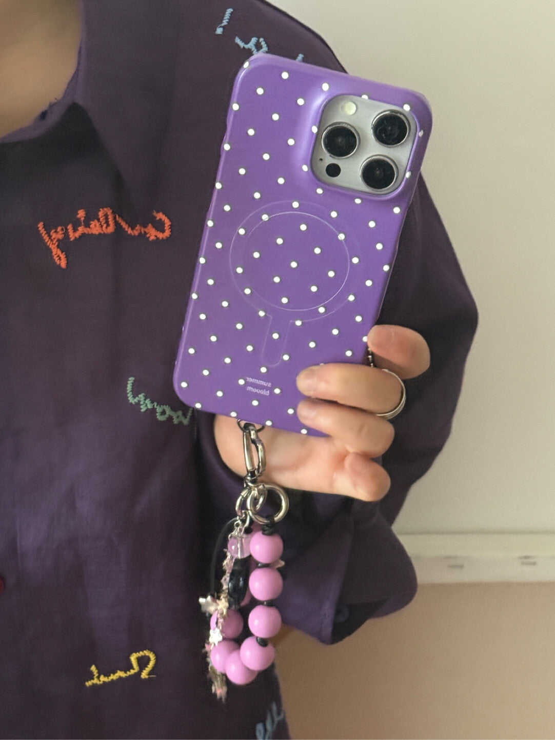 Aesthetic Purple Polka Dot Phone Case with Slot or MagSafe SB-IML