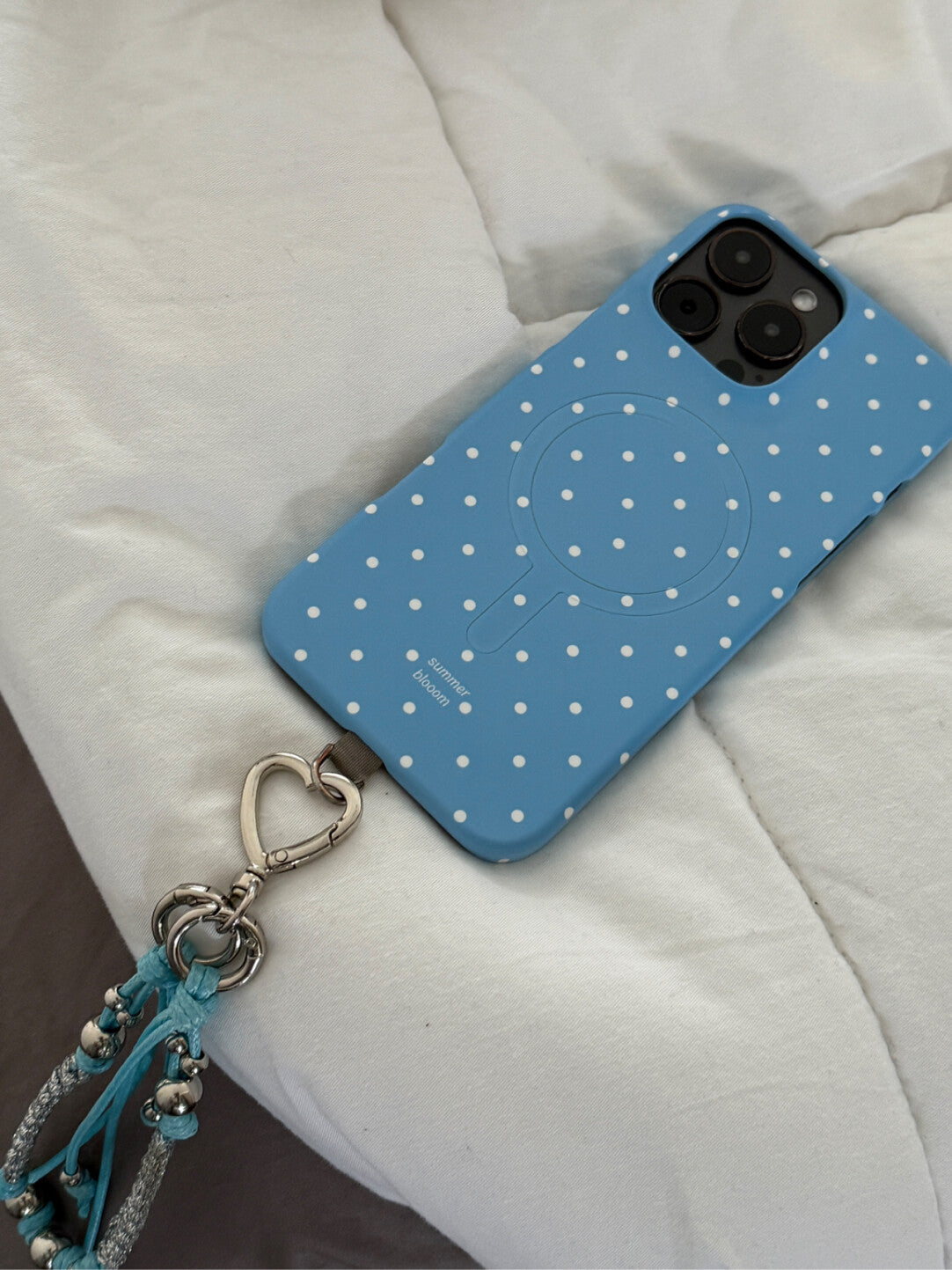 Aesthetic Baby Blue Polka Dot Phone Case with Slot or MagSafe SB-IML