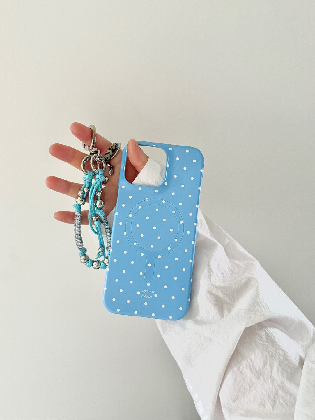 Aesthetic Baby Blue Polka Dot Phone Case with Slot or MagSafe SB-IML
