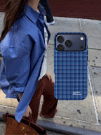 Blue Plaid Pattern Phone Case - SB - 2-in-1 Film Case, MagSafe