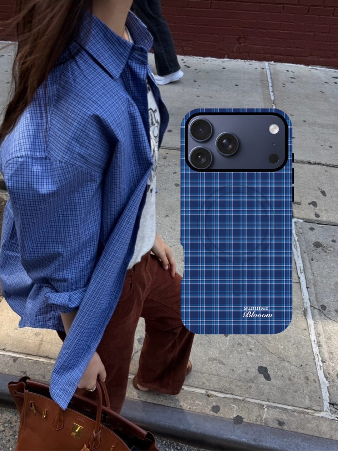 Blue Plaid Pattern Phone Case - SB - 2-in-1 Film Case, MagSafe