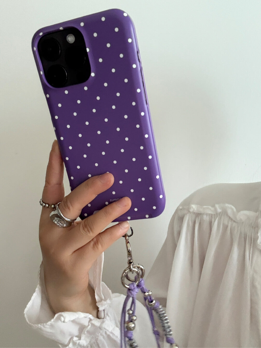 Aesthetic Purple Polka Dot Phone Case with Slot or MagSafe SB-IML