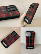 Red Plaid Phone Case with Stand
