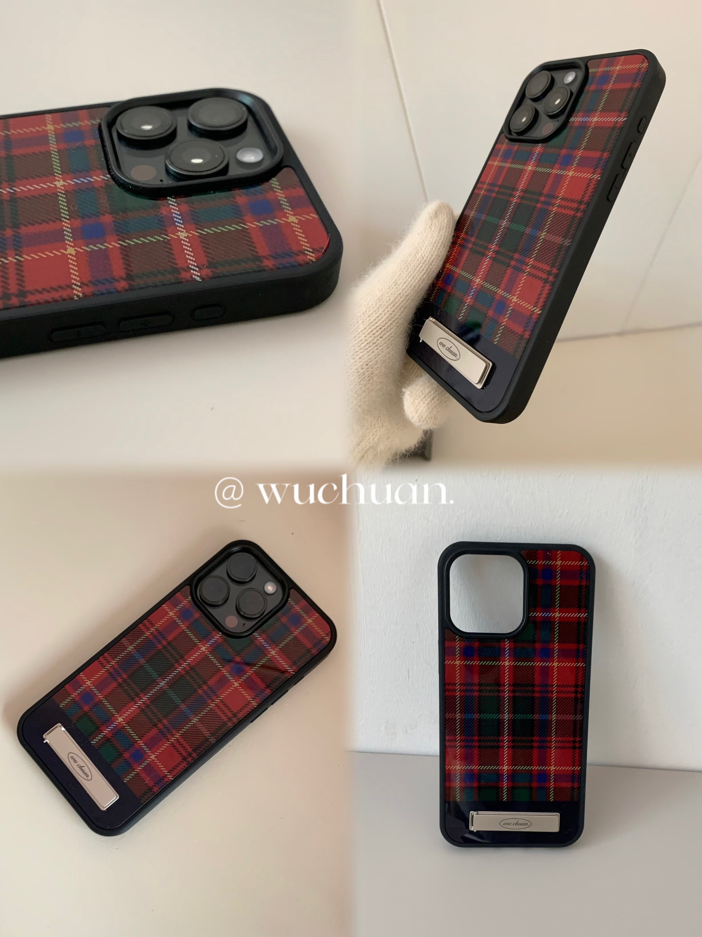Red Plaid Phone Case with Stand