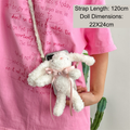 Retractable Crossbody Lanyard with Plush Rabbit/Bear Charms (Phone Back Clip Style)