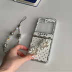 Retro Chic Polka Dot & Pearl Flower Samsung Phone Case