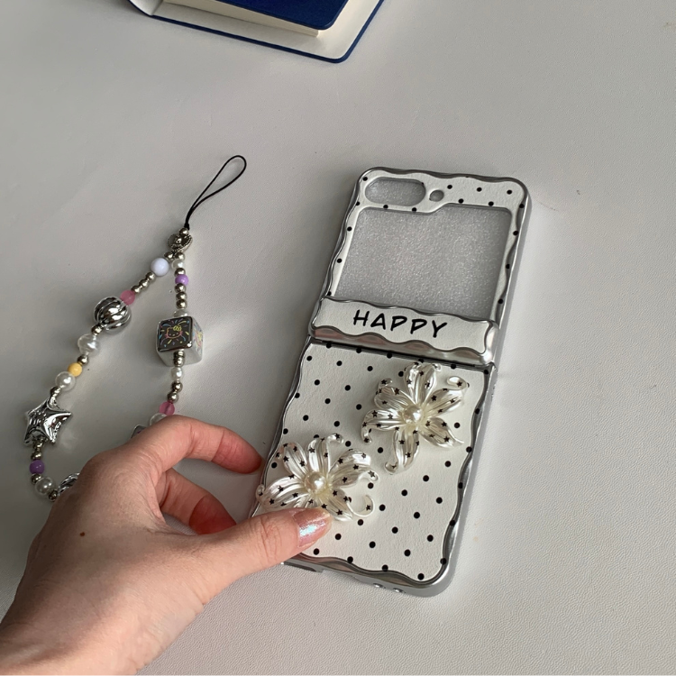 Retro Chic Polka Dot & Pearl Flower Samsung Phone Case