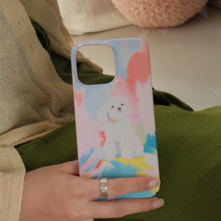 Artistic White Dog Colorful Phone Case Double-layer Film Print