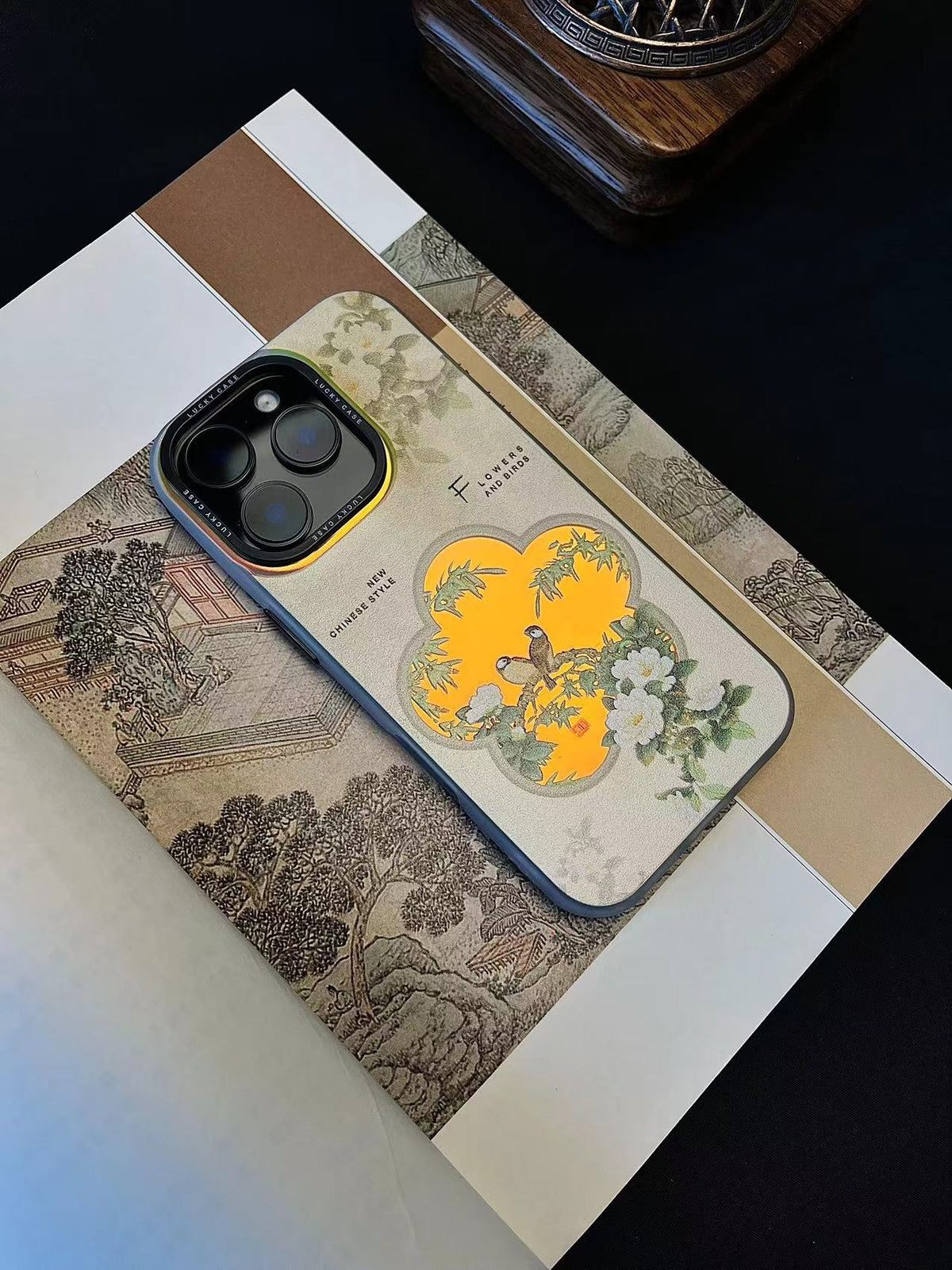 Chinoiserie Magpie on a Branch Laser Metallic Phone Case-YX
