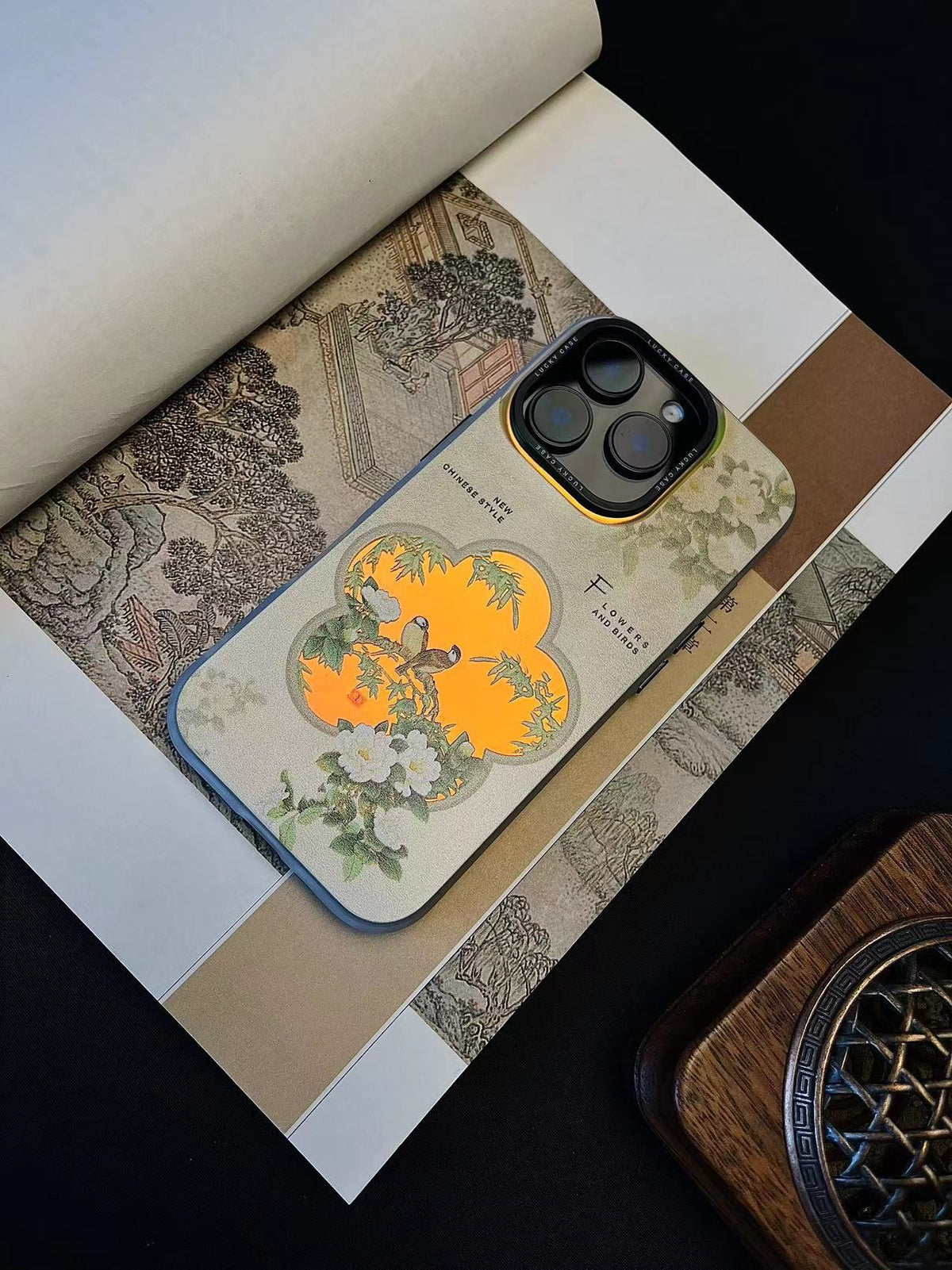 Chinoiserie Magpie on a Branch Laser Metallic Phone Case-YX