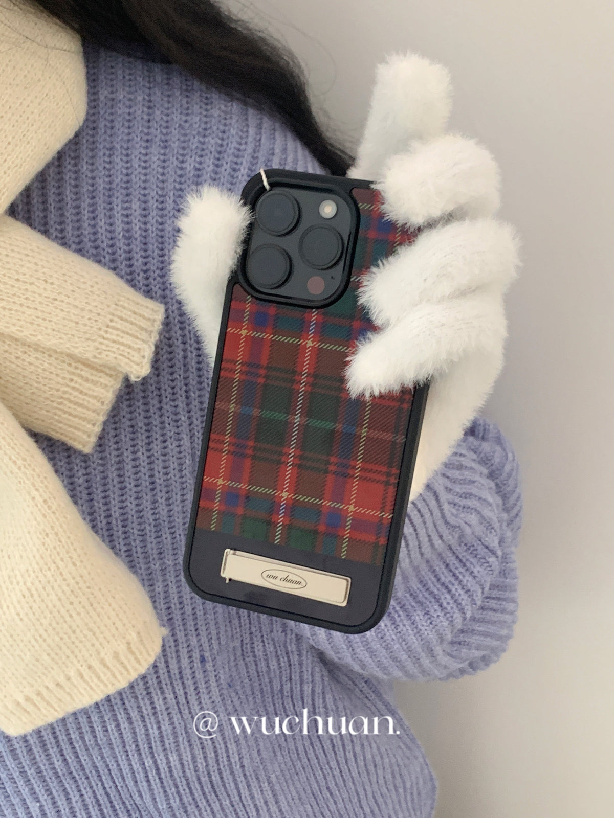 Red Plaid Phone Case with Stand