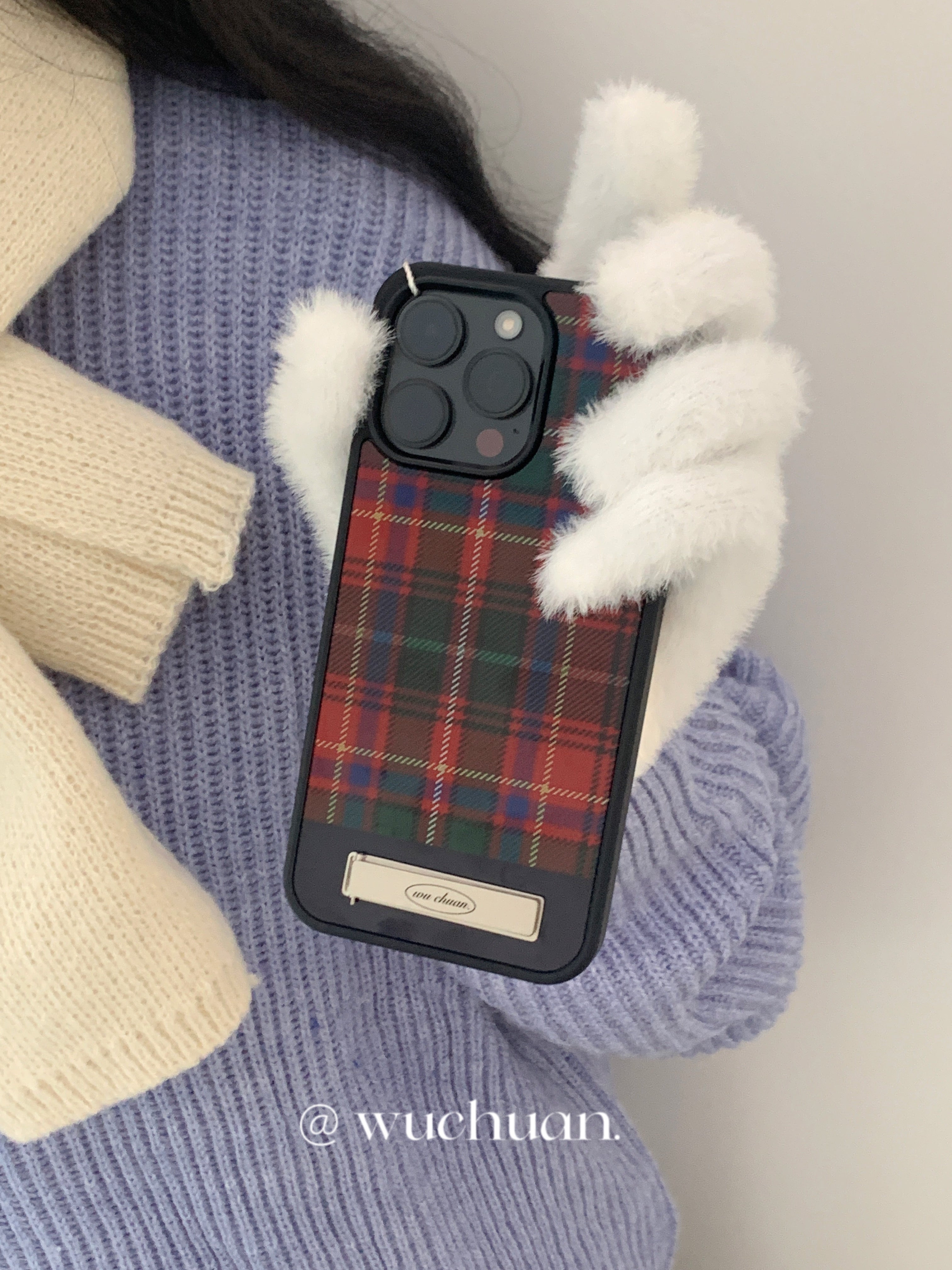 Red Plaid Phone Case with Stand