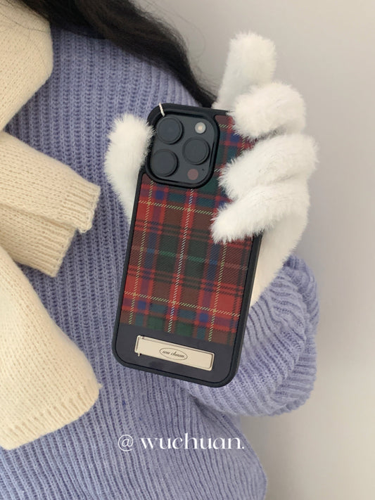 Red Plaid Phone Case with Stand