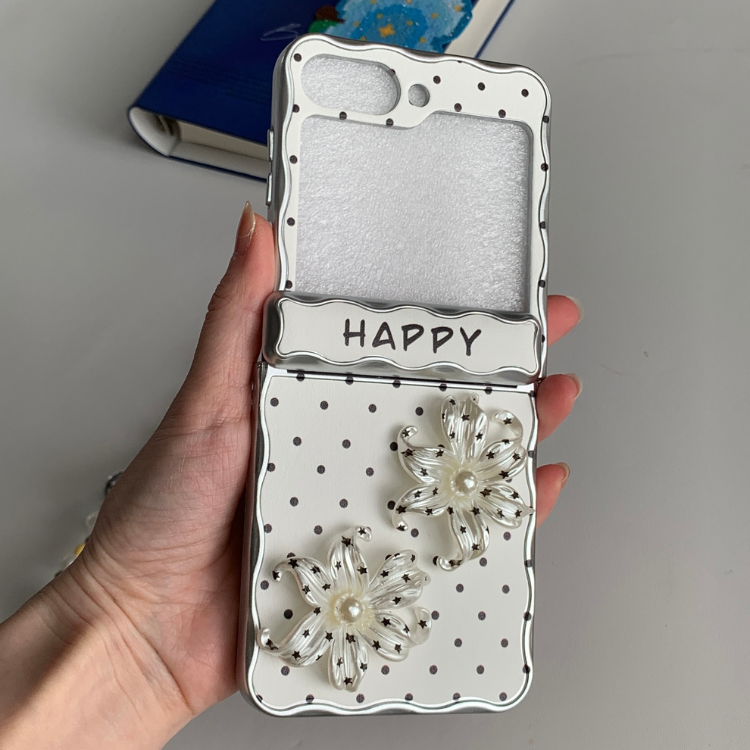 Retro Chic Polka Dot & Pearl Flower Samsung Phone Case
