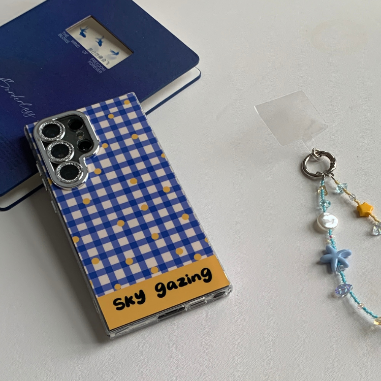 Blue Plaid Built-in Camera Protector Samsung Phone Case