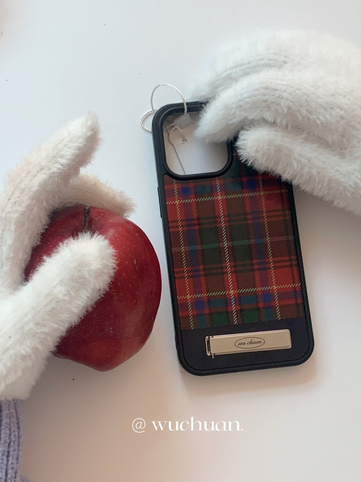 Red Plaid Phone Case with Stand