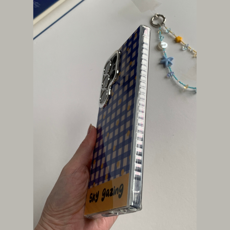 Blue Plaid Built-in Camera Protector Samsung Phone Case
