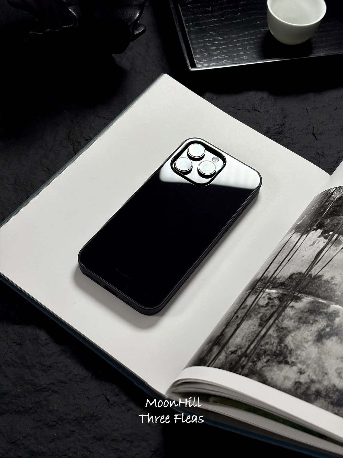Minimalist Black Tempered Glass Phone Case-MH