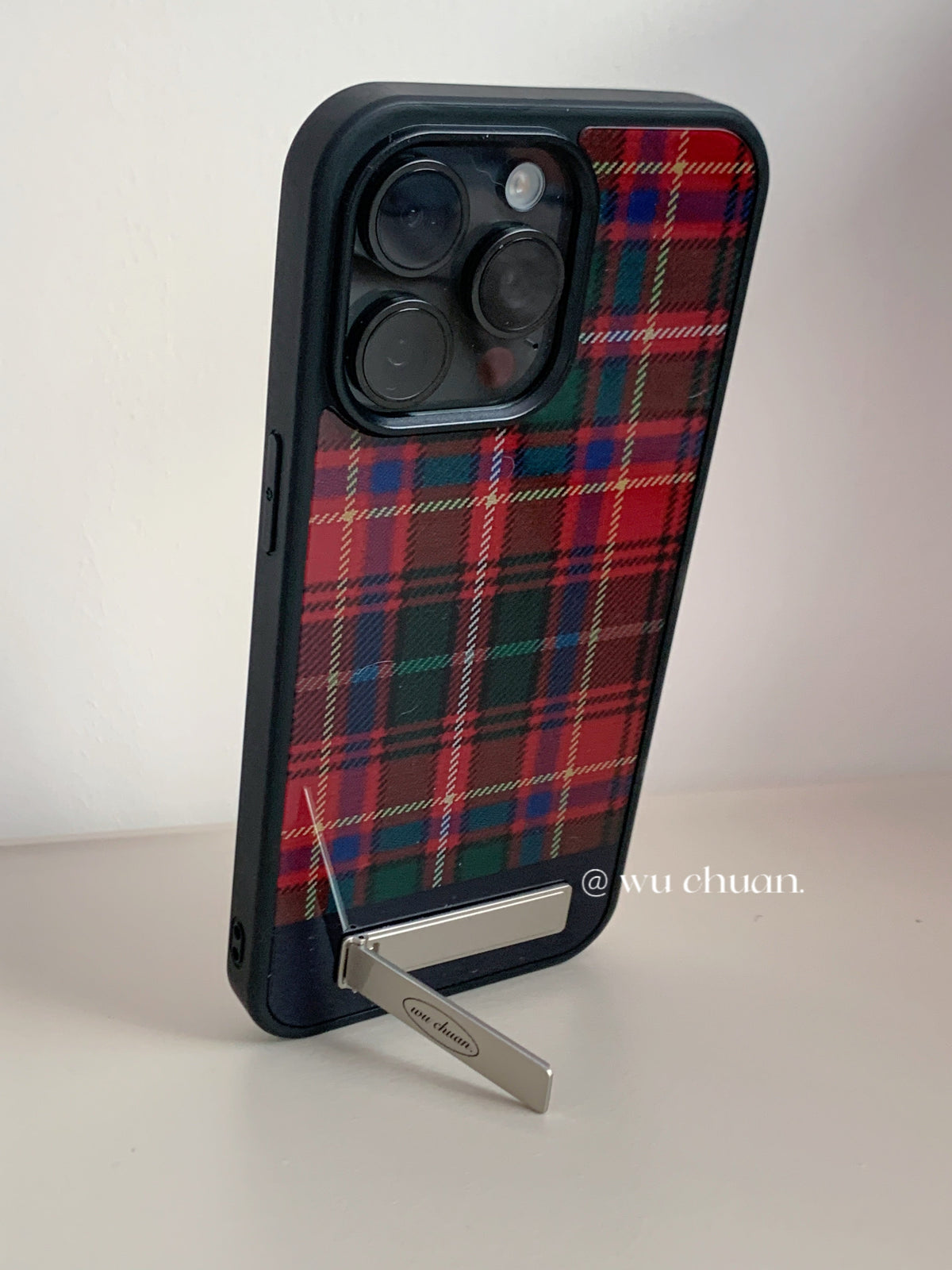 Red Plaid Phone Case with Stand