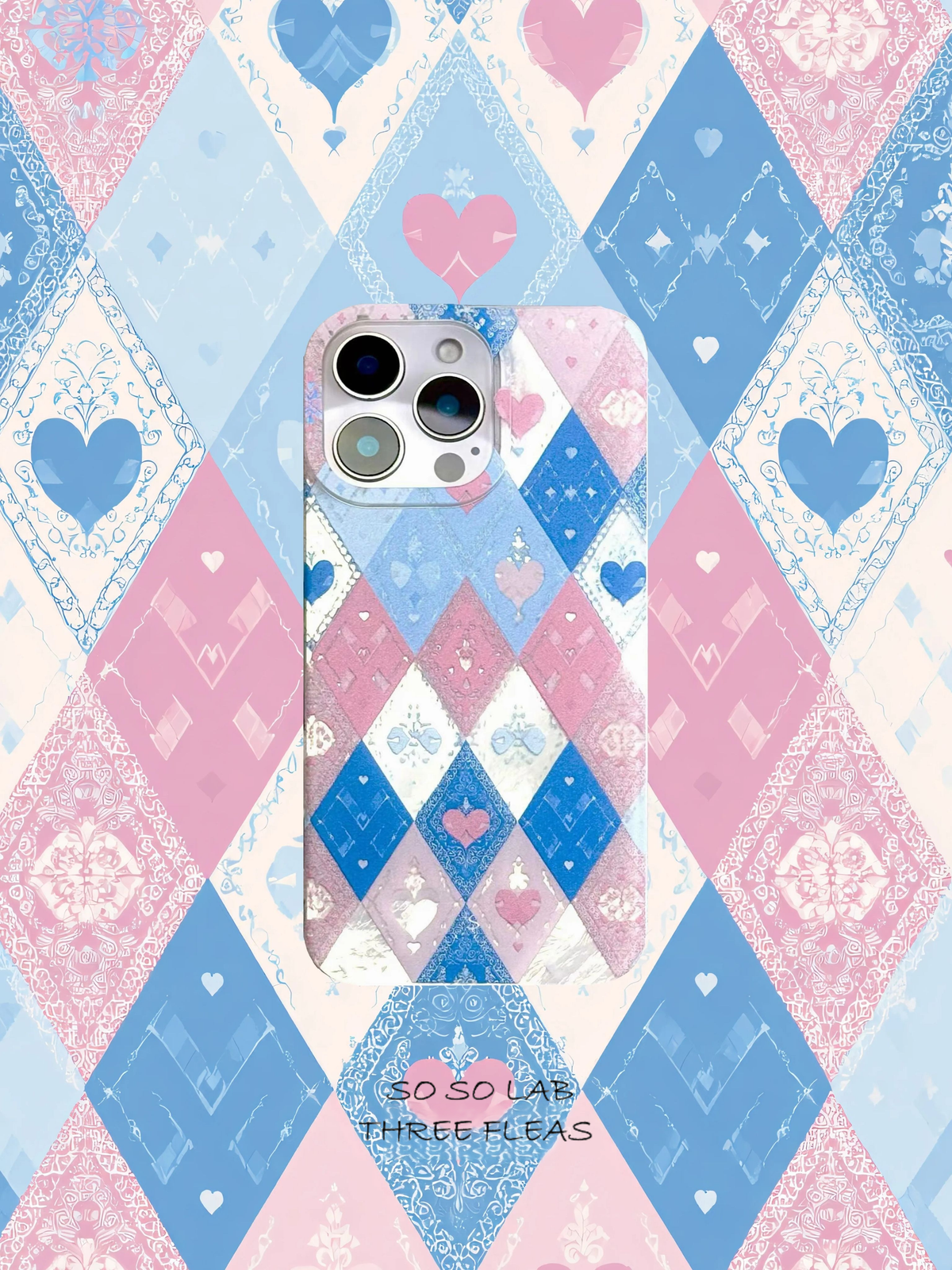 Artistic Metallic Luster Heartbeat Rhombus Phone Case IMD-SSL