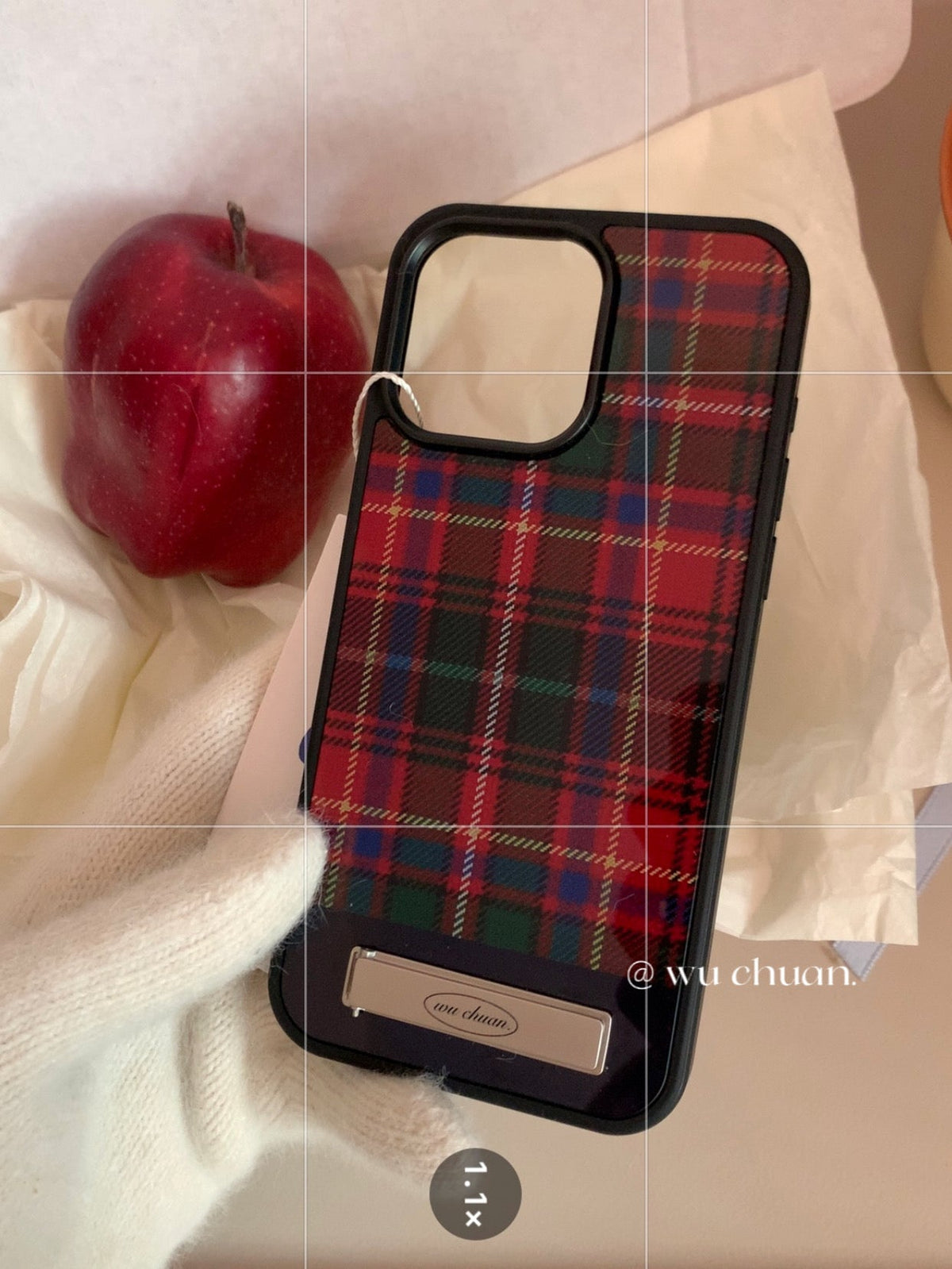 Red Plaid Phone Case with Stand