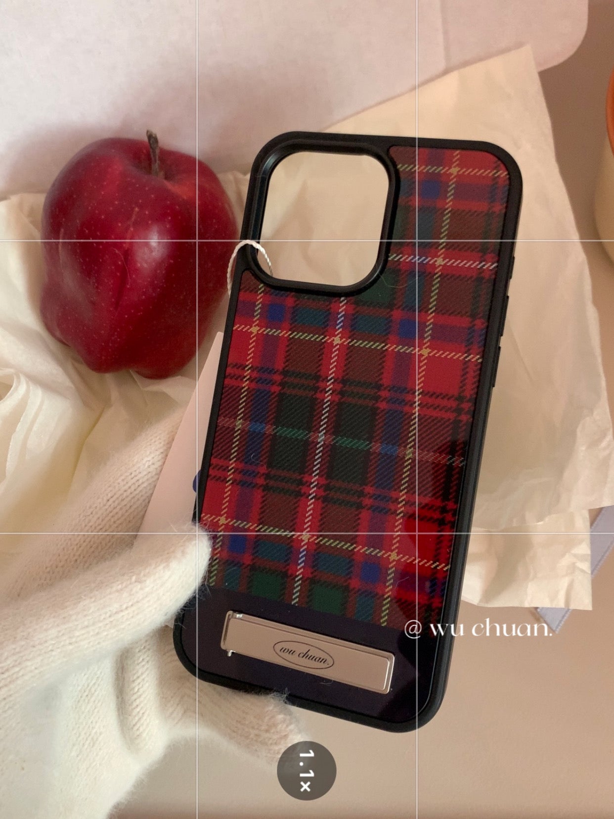 Red Plaid Phone Case with Stand