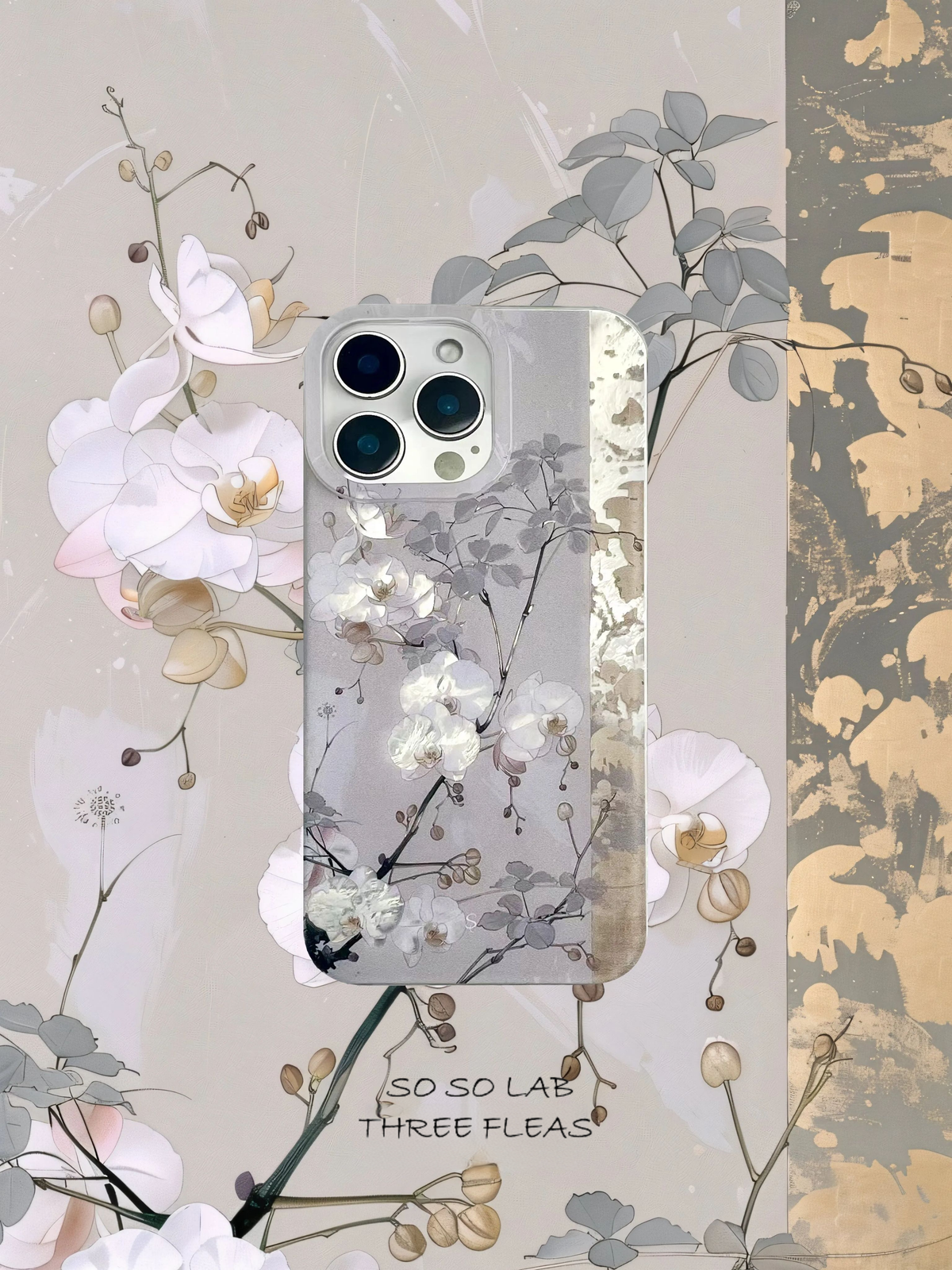 Artistic Metallic Luster Orchids Phone Case Chinoiserie IMD-SSL