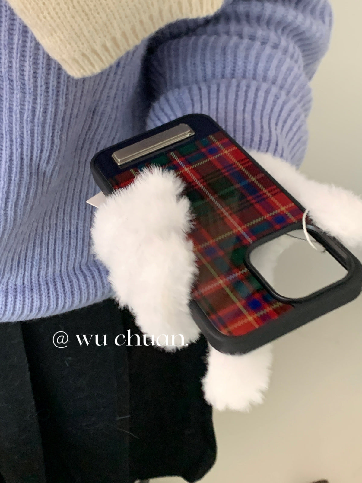 Red Plaid Phone Case with Stand