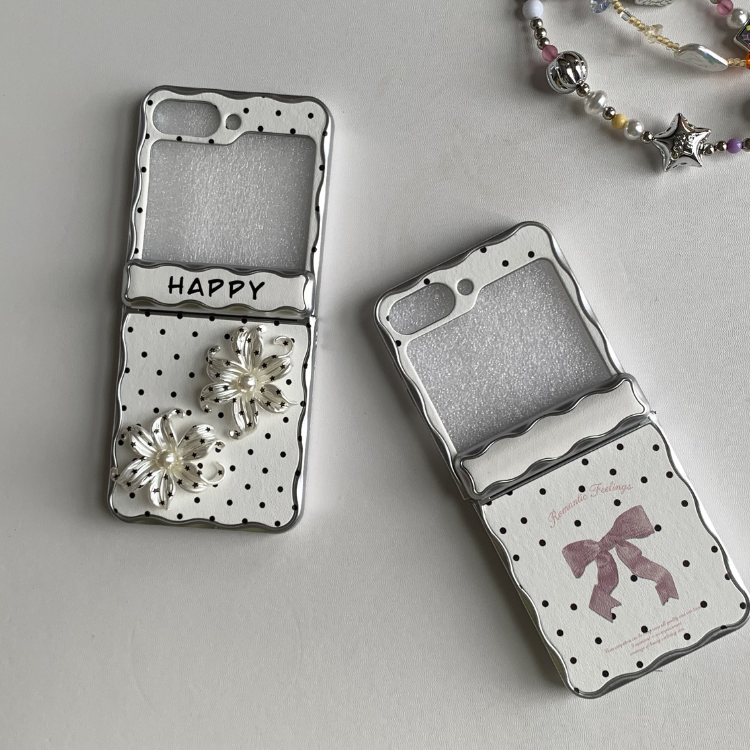 Retro Chic Polka Dot & Pearl Flower Samsung Phone Case