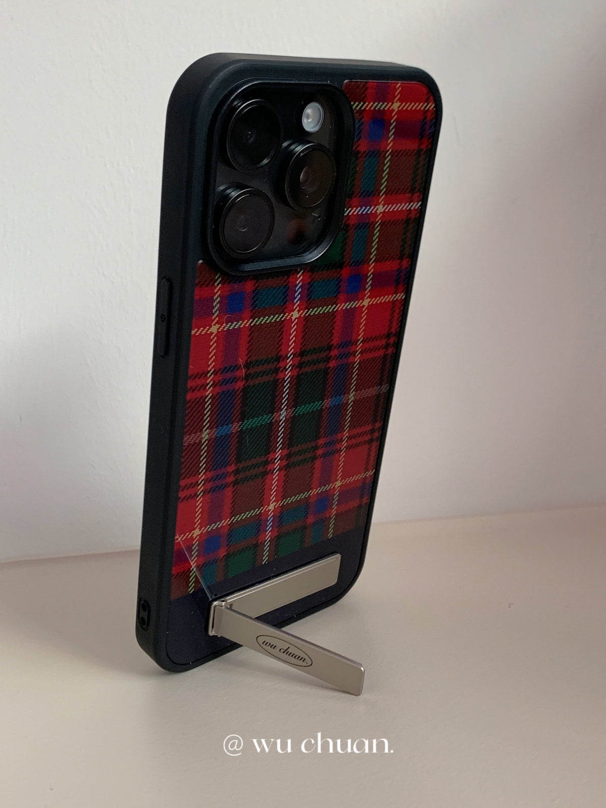 Red Plaid Phone Case with Stand