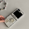 Retro Chic Polka Dot & Pearl Flower Samsung Phone Case