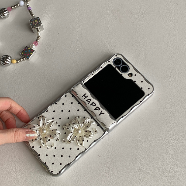 Retro Chic Polka Dot & Pearl Flower Samsung Phone Case