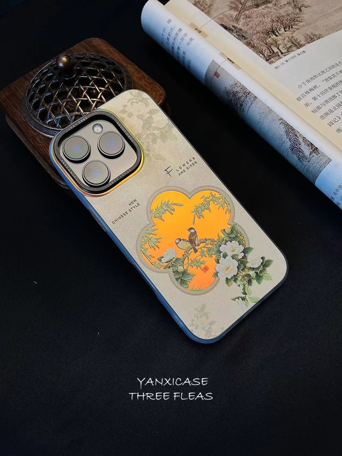 Chinoiserie Magpie on a Branch Laser Metallic Phone Case-YX