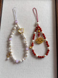Chinoiserie  Purple And Red Beaded Phone Charm | Phone Holders/Stands/Charm | Three Fleas