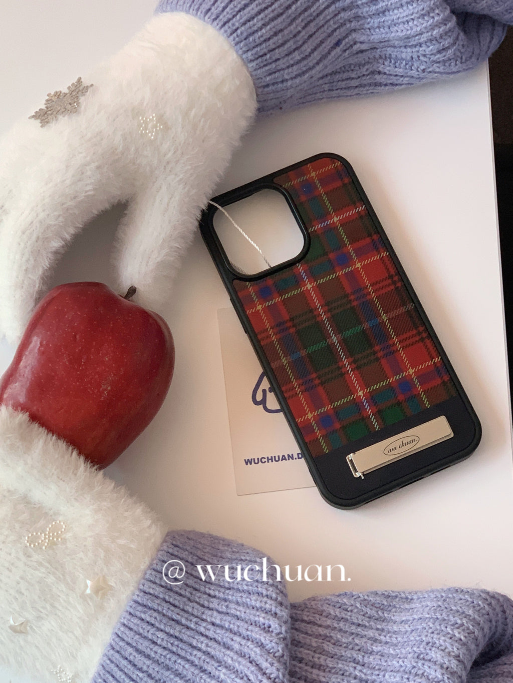 Red Plaid Phone Case with Stand