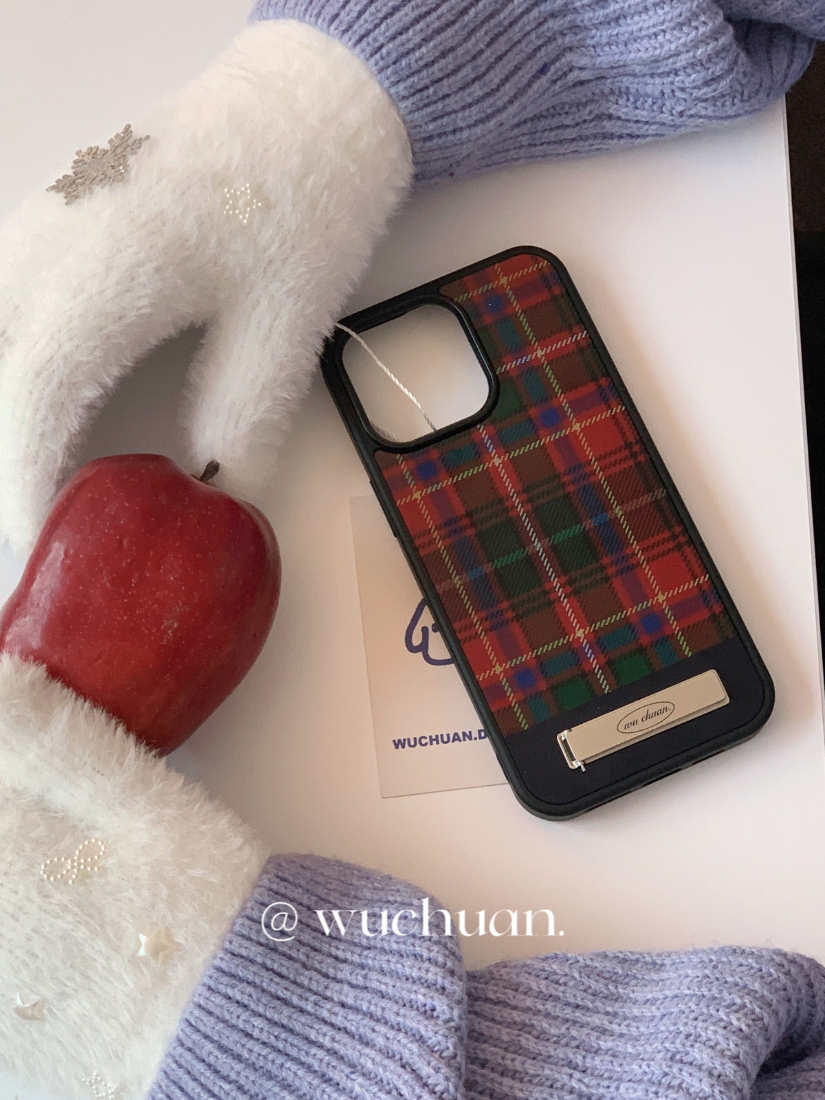 Red Plaid Phone Case with Stand
