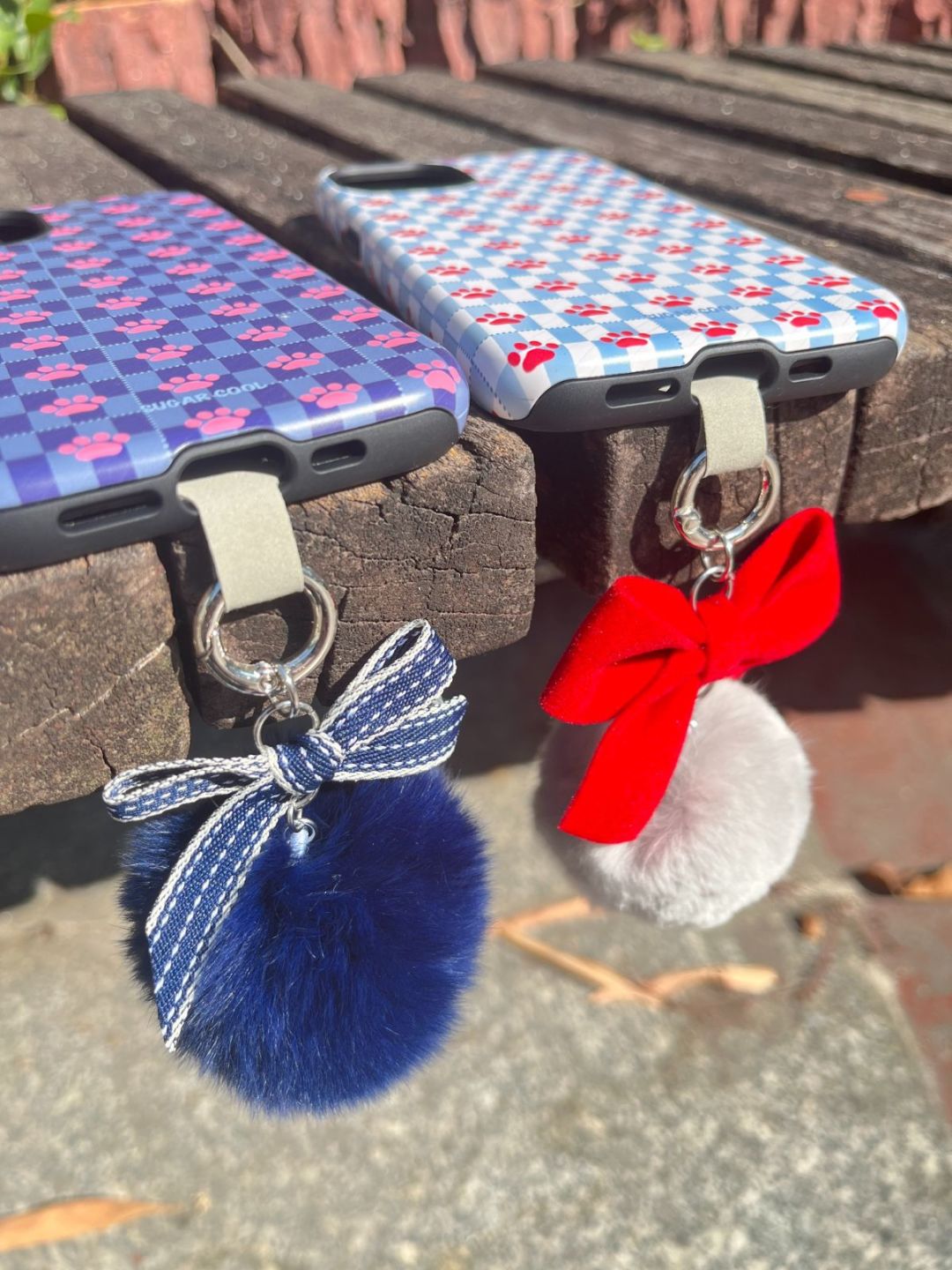 Bow Pompom Phone Charm