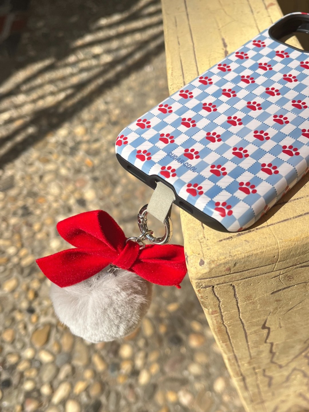 Bow Pompom Phone Charm