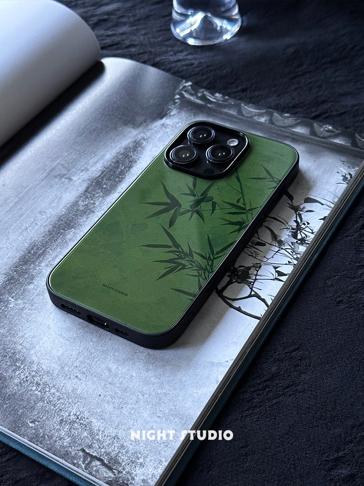 「Chinoiserie」Green Bamboo Traditional Chinese Painting Phone Case | iPhone Case | Three Fleas