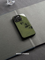 「Chinoiserie」Green Flower Branch Traditional Chinese Painting Phone Case | iPhone Case | Three Fleas