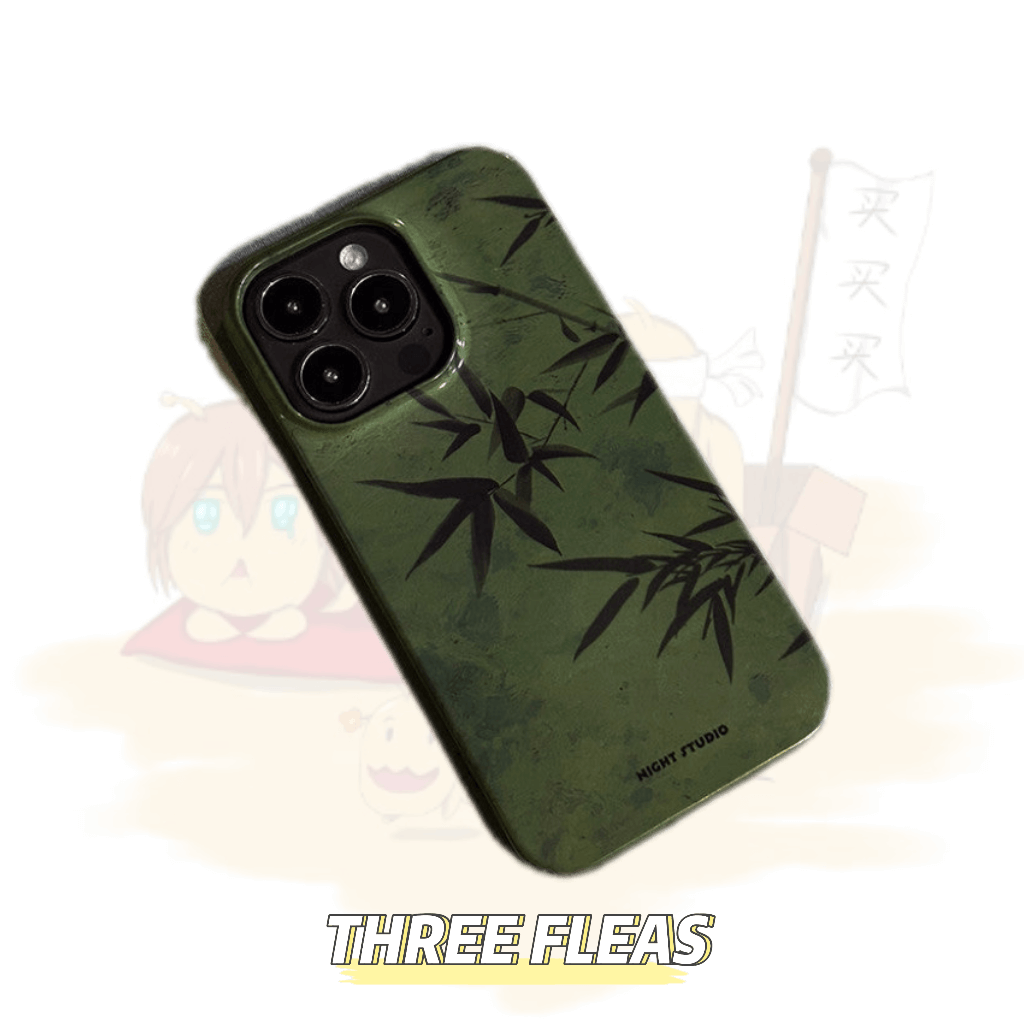 「Chinoiserie」Green Bamboo Traditional Chinese Painting Phone Case | iPhone Case | Three Fleas