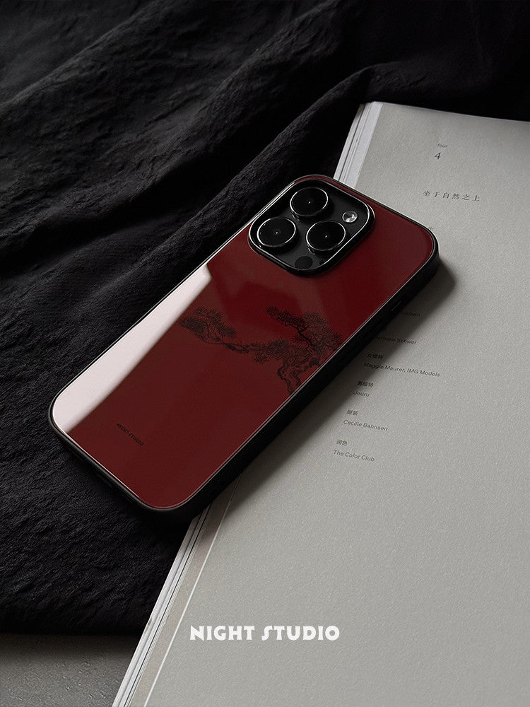 「Chinoiserie」Red Pine Printed Phone Case | iPhone Case | Three Fleas