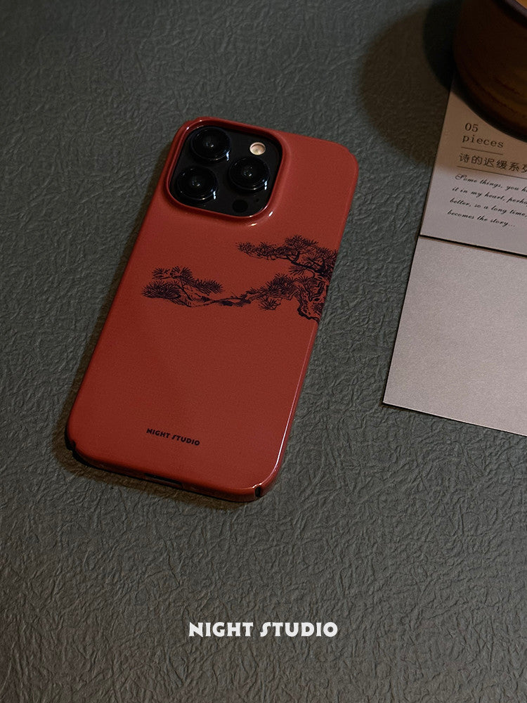 「Chinoiserie」Red Pine Printed Phone Case | iPhone Case | Three Fleas