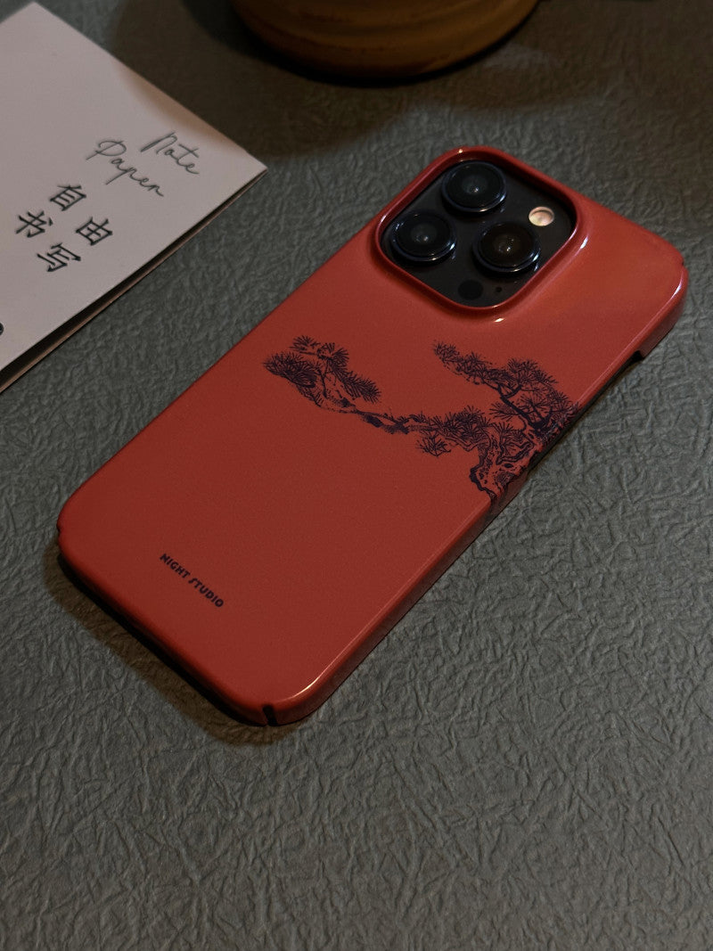 「Chinoiserie」Red Pine Printed Phone Case | iPhone Case | Three Fleas