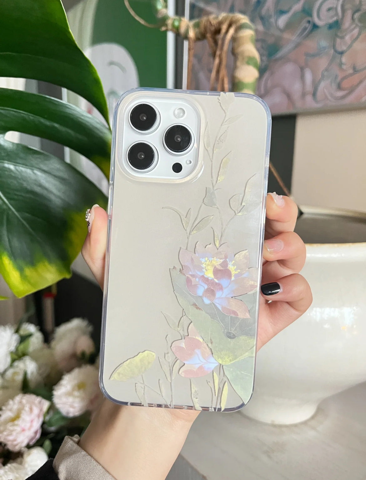 「Chinoiserie」Summer Lotus Printed Phone Case | iPhone Case | Three Fleas