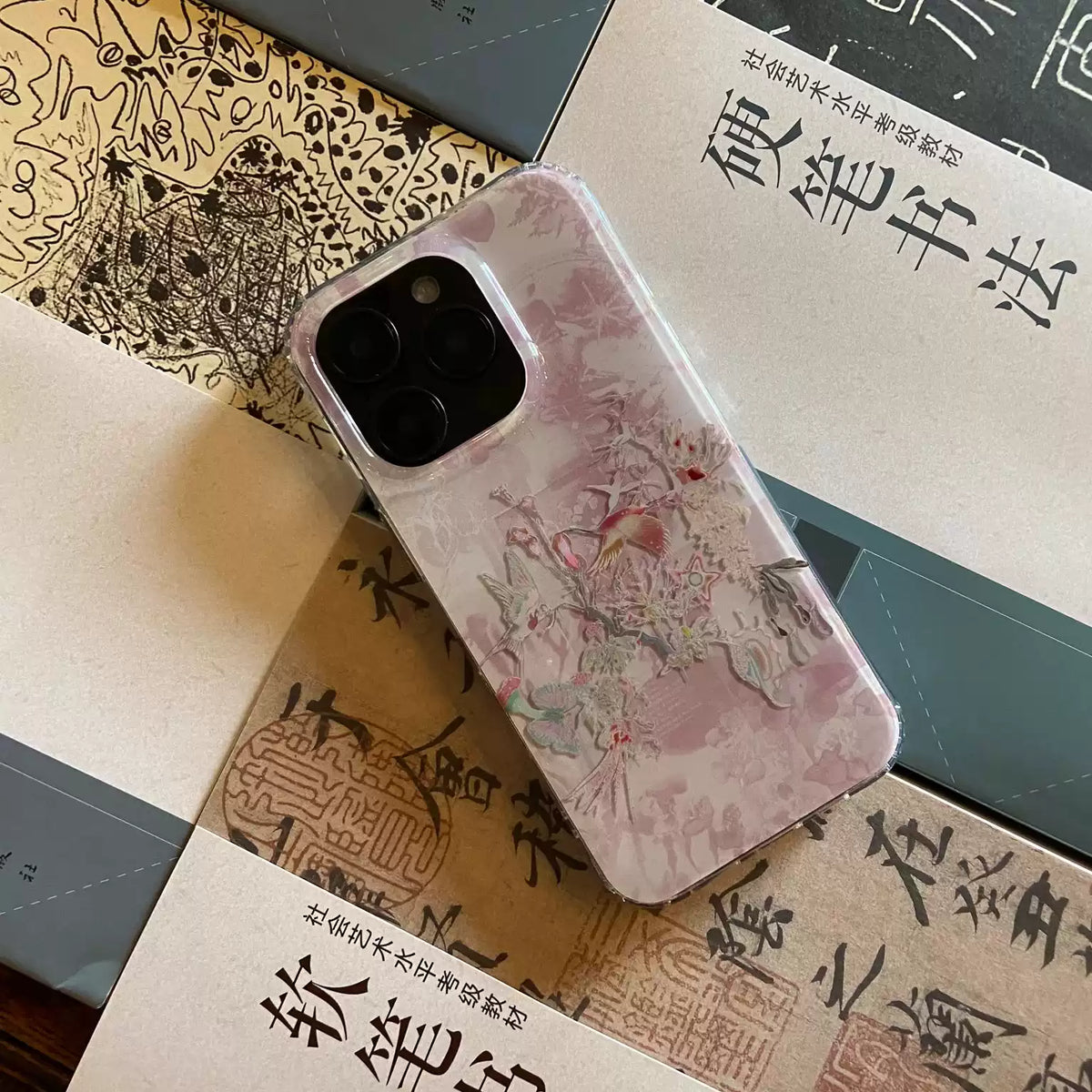 Crane Ripples Pink Dual Layer IMD Case | iPhone Case | Three Fleas