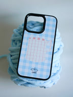 Cup Printed Blue Plaid Phone Case With MagSafe | iPhone Case | Three Fleas